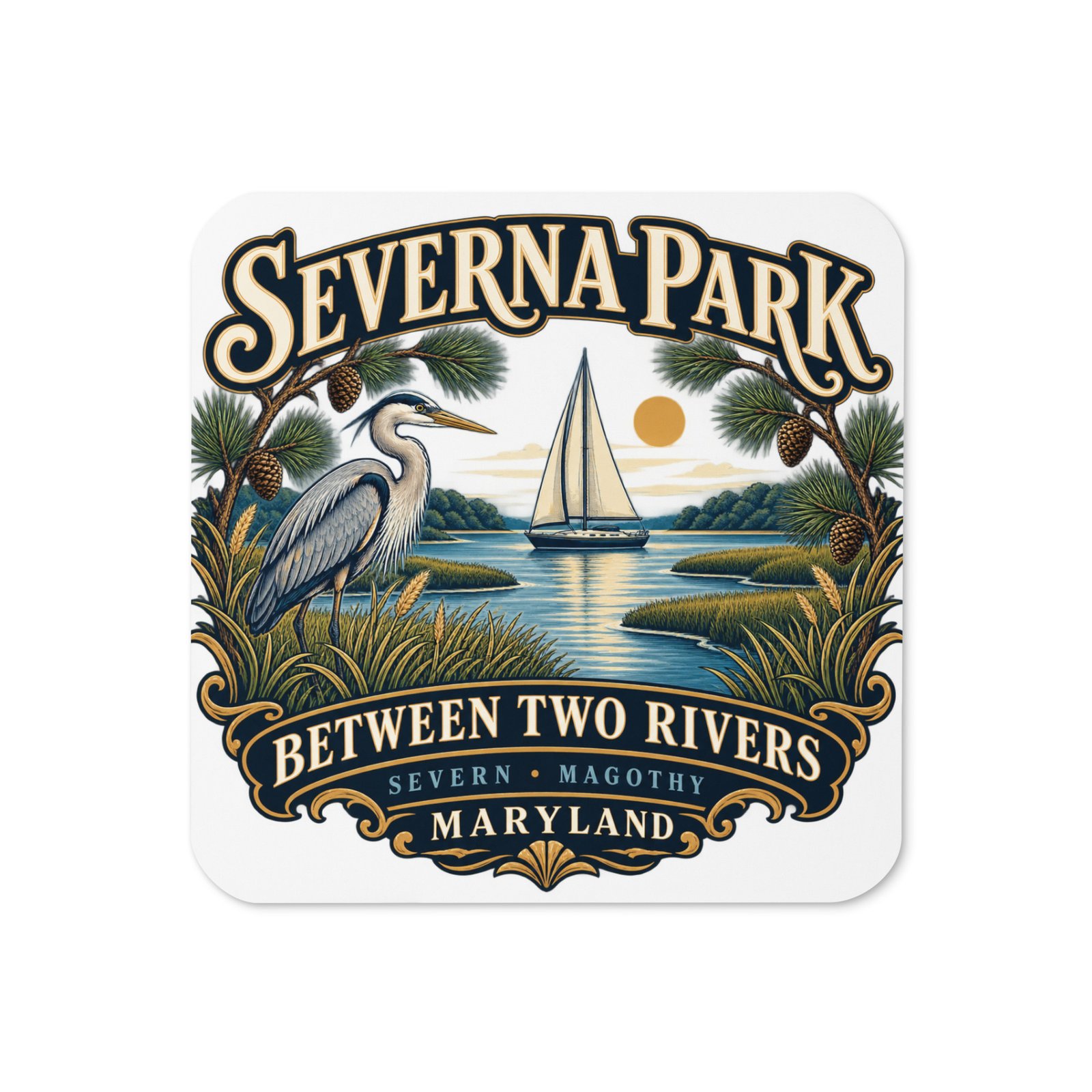New in the MSB Team Store: Severna Park Maryland Between Two Rivers Cork-Back Coaster
