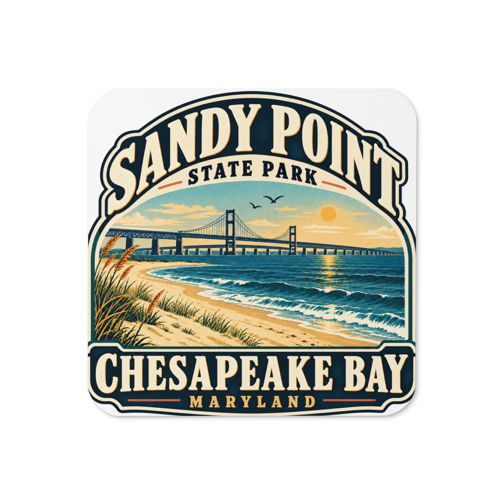 New in the MSB Team Store: Sandy Point State Park Coaster – Chesapeake Bay Bridge Maryland Gift