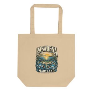 Pasadena Maryland Peninsula Life Blue Crab Organic Cotton Tote Bag