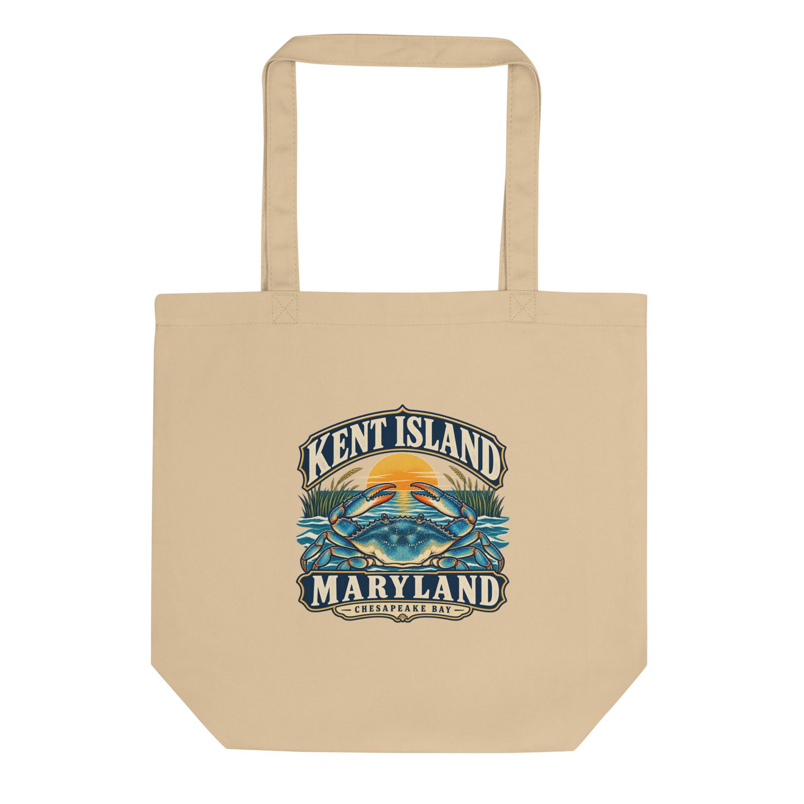 Kent Island Maryland Blue Crab Organic Cotton Tote Bag - Image 2