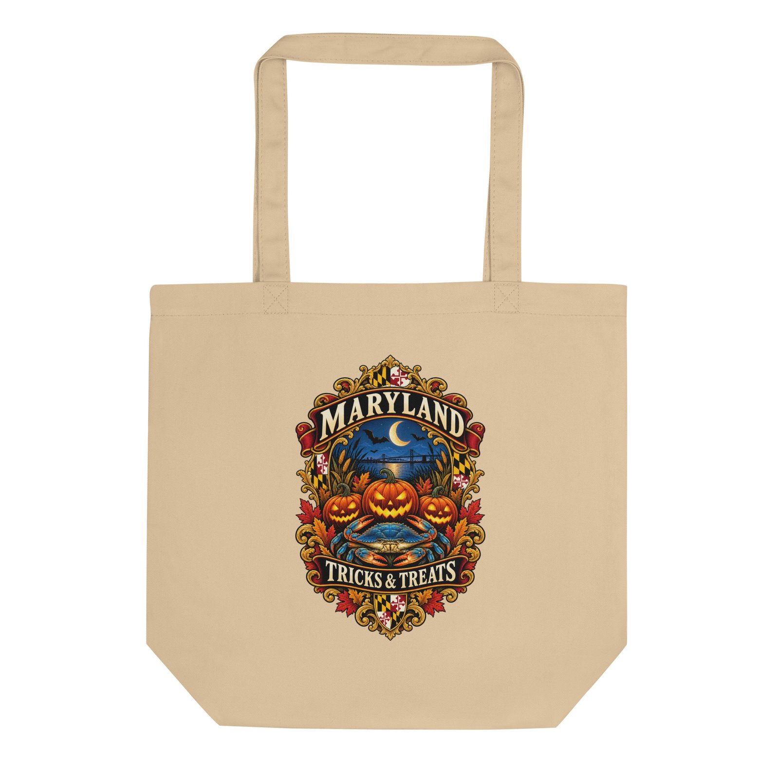 New in the MSB Team Store: Maryland Halloween Tricks and Treats Pumpkin Crab Eco Tote Bag