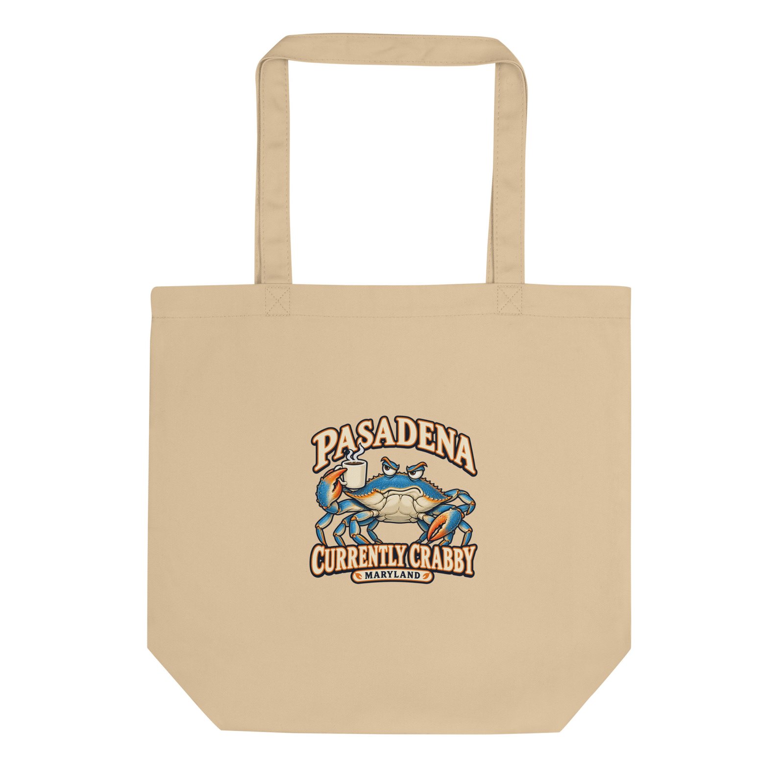 New in the MSB Team Store: Pasadena Maryland Currently Crabby Organic Cotton Tote Bag – Funny Blue Crab Gift