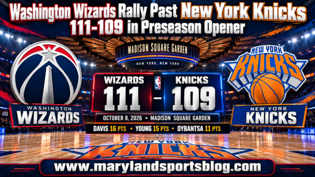 Washington Wizards Rally Past New York Knicks 111-109 in Preseason Opener as Anthony Davis, Trae Young and AJ Dybantsa Impress