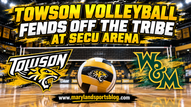 Towson Volleyball Fends Off William & Mary in Four-Set Battle at SECU Arena