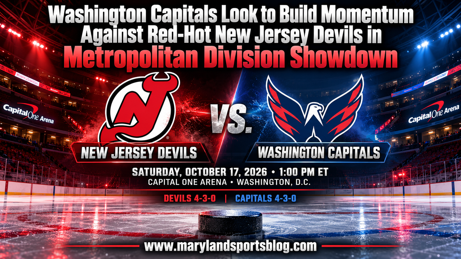 Washington Capitals Look to Build Momentum Against Red-Hot New Jersey Devils in Metropolitan Division Showdown