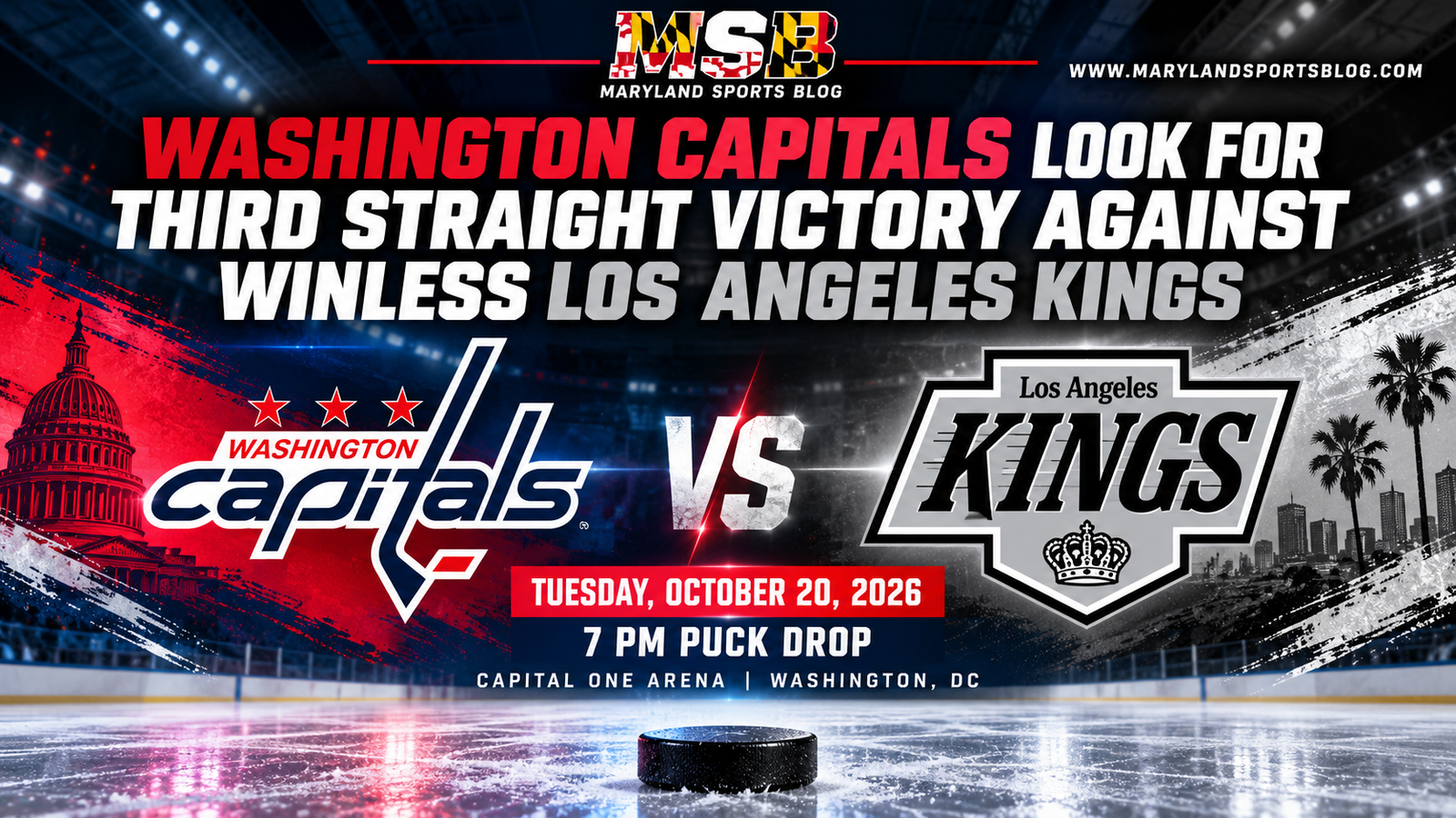 Washington Capitals Look for Third Straight Victory Against Winless Los Angeles Kings