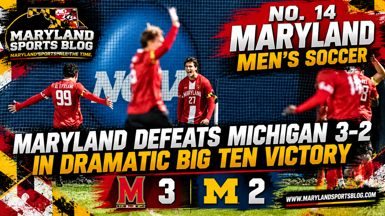 No. 14 Maryland Men’s Soccer Edges Michigan 3-2 Behind Dramatic Late Own Goal