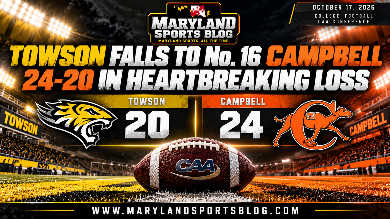 Towson Football Falls to No. 16 Campbell 24-20 in Heartbreaking Road Loss, Remains Winless