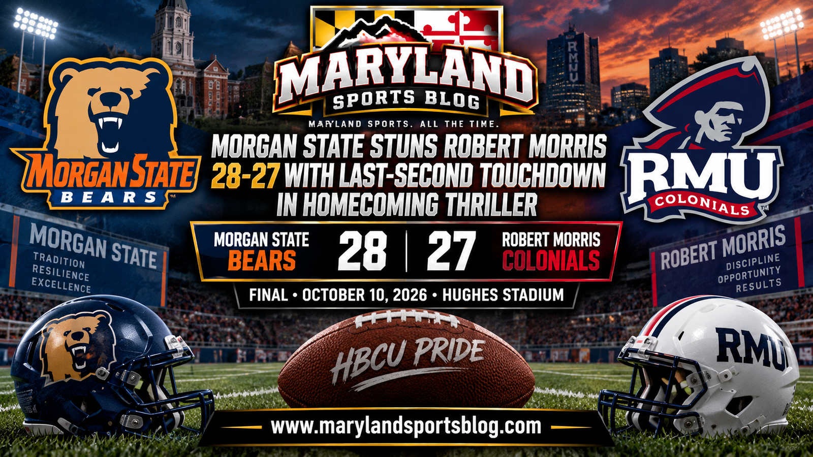 Morgan State Stuns Robert Morris 28-27 With Last-Second Touchdown in Homecoming Thriller