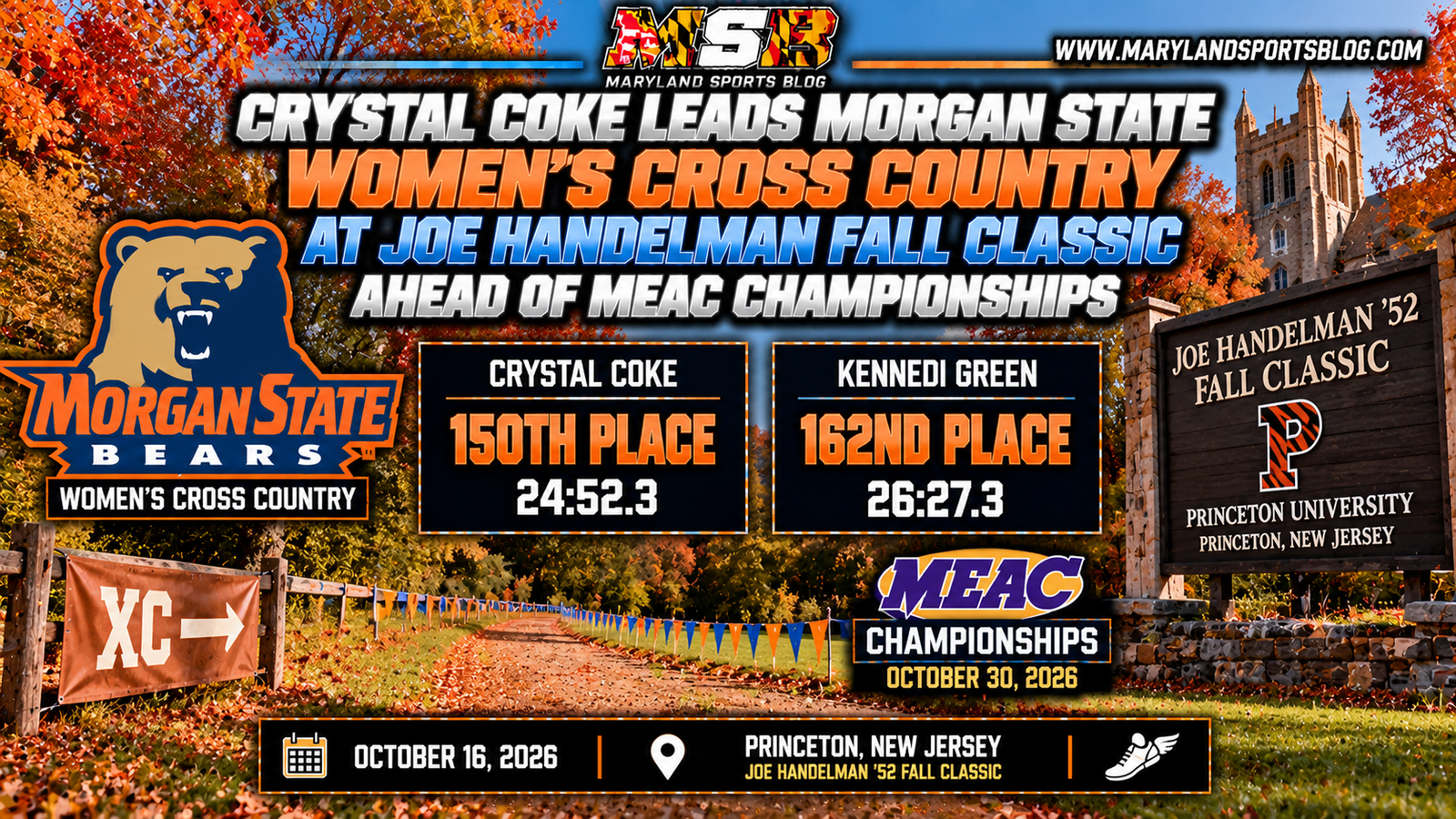 Crystal Coke Leads Morgan State Women’s Cross Country at Joe Handelman Fall Classic Ahead of MEAC Championships