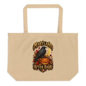 Maryland Halloween After Dark Raven Large Organic Tote Bag
