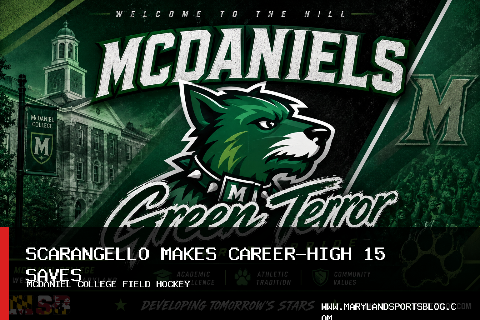 McDaniel College Field Hockey Falls to Swarthmore, 2-0, Despite Lora Scarangello’s Career-High 15 Saves featured image