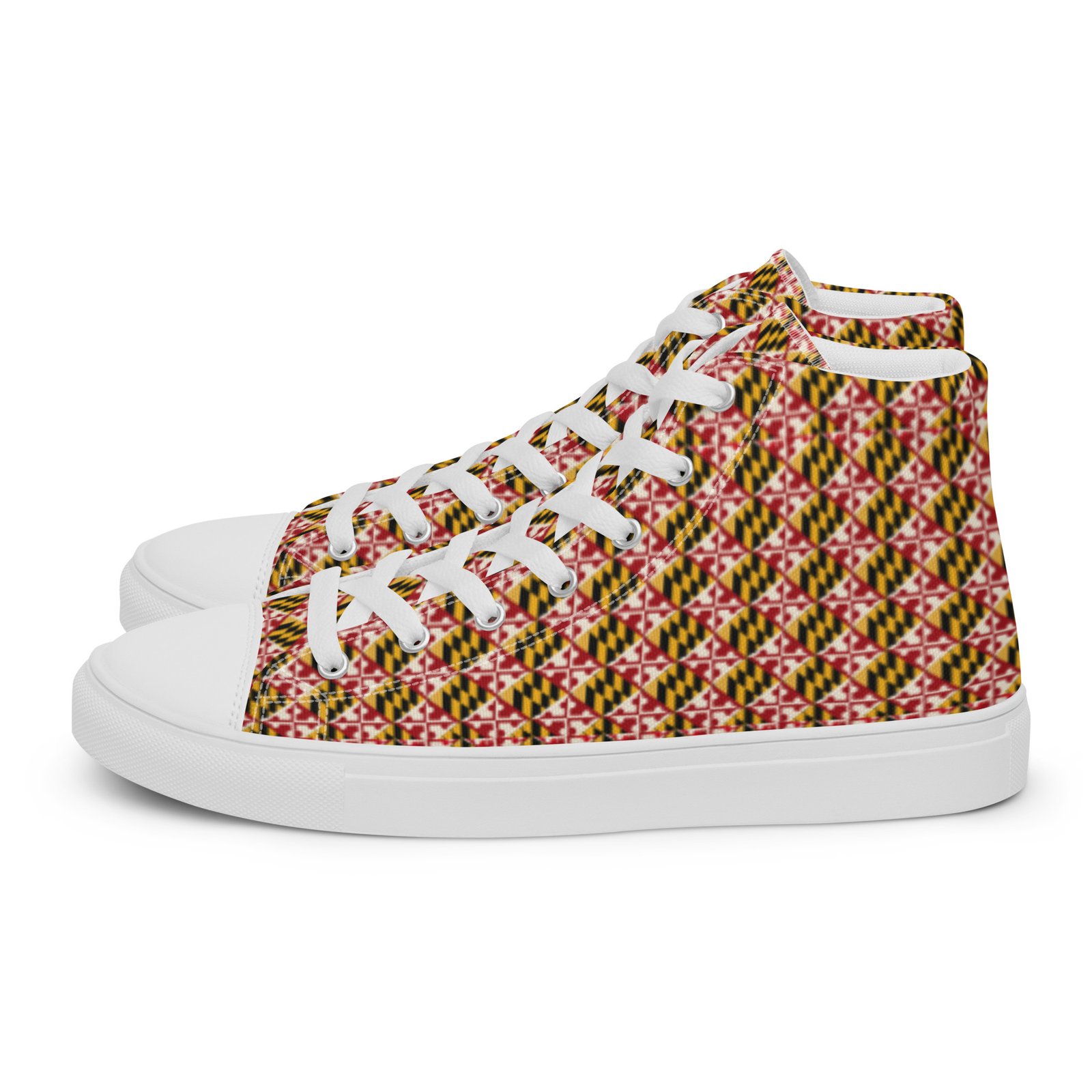 Maryland Flag Remix Men’s High Top Canvas Shoes - Image 2