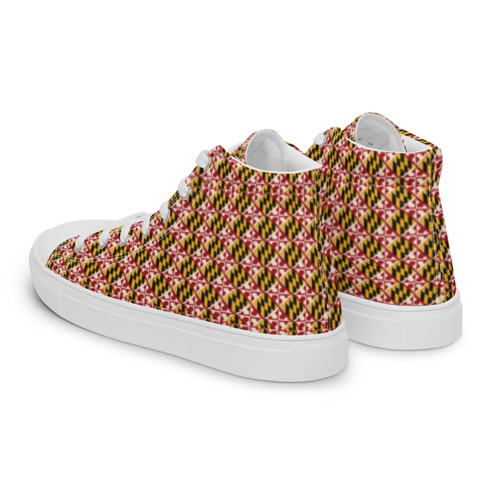 Maryland Flag Remix Men’s High Top Canvas Shoes - Image 3