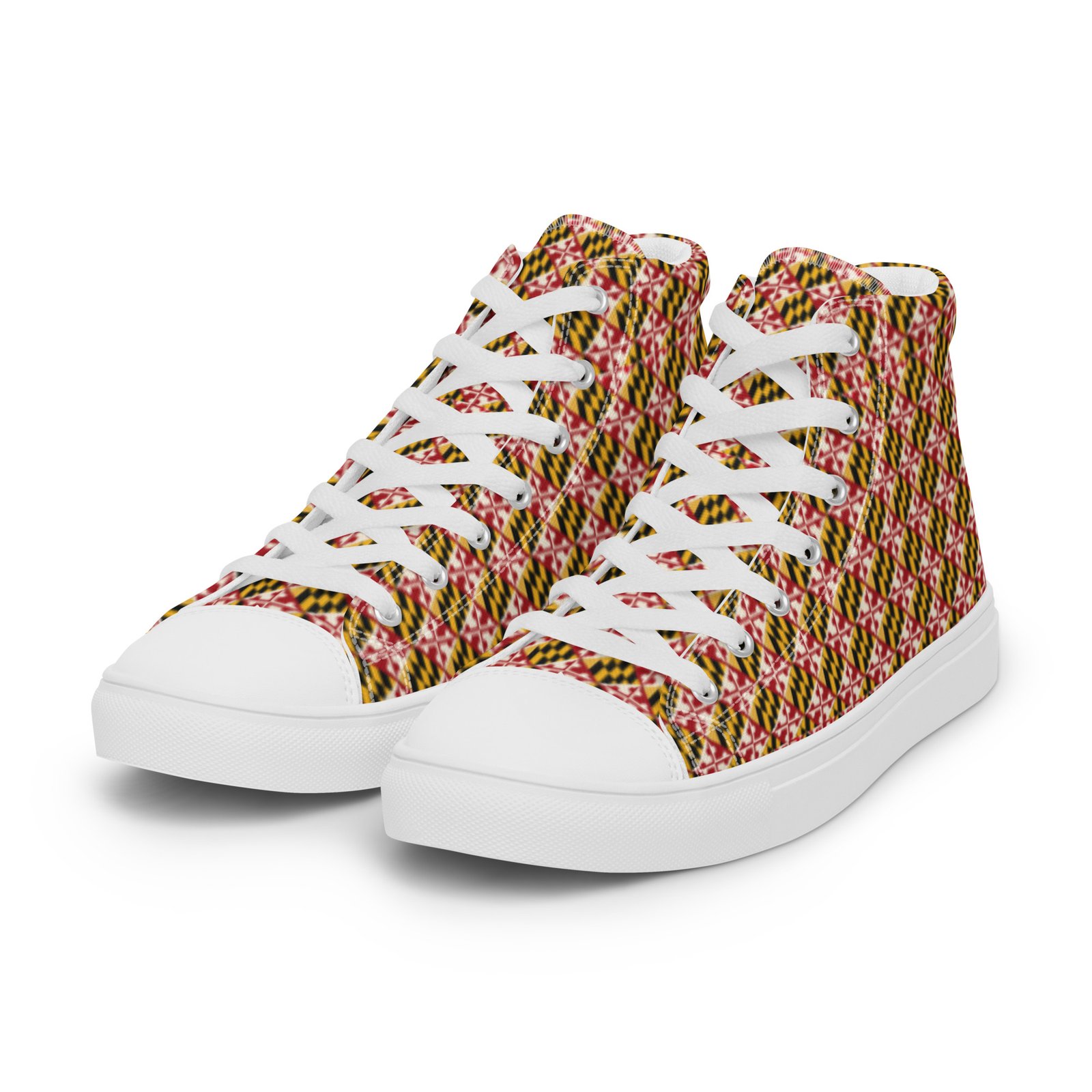 Maryland Flag Remix Men’s High Top Canvas Shoes - Image 4