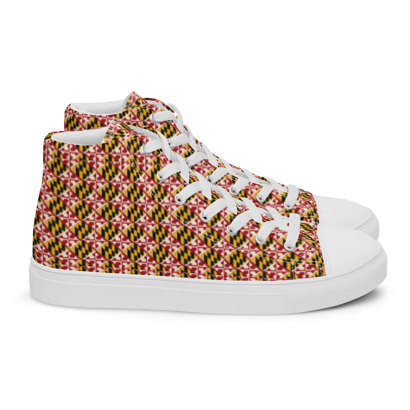 Maryland Flag Remix Men’s High Top Canvas Shoes - Image 7