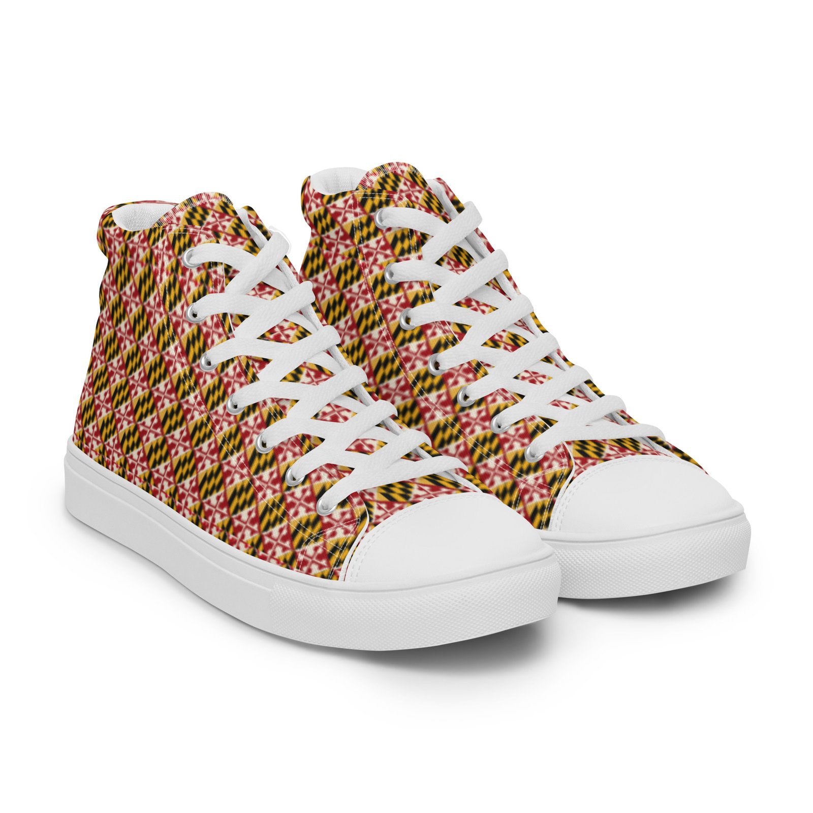 Maryland Flag Remix Men’s High Top Canvas Shoes - Image 9