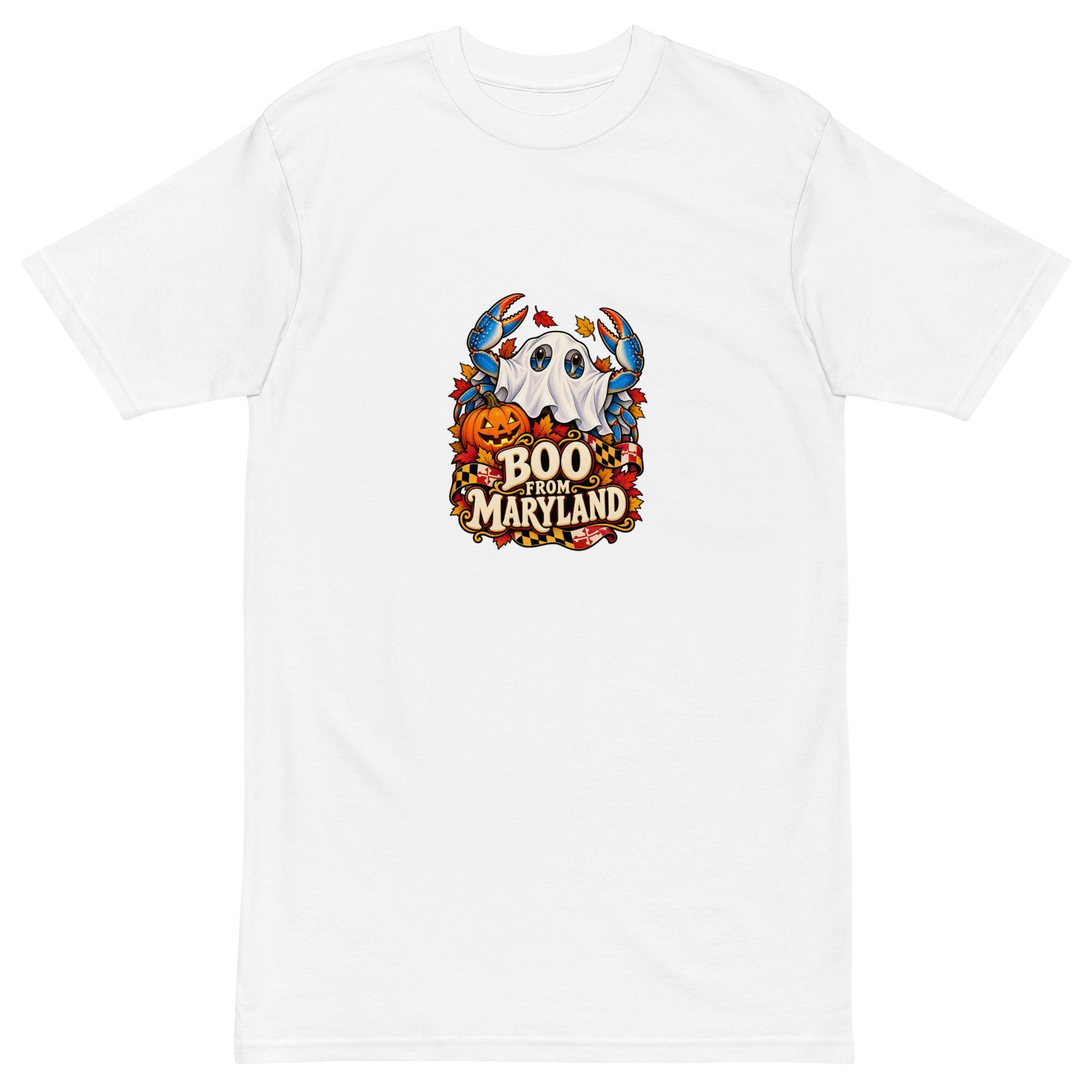 Maryland Halloween Boo From Maryland Ghost Crab Premium Heavyweight T-Shirt