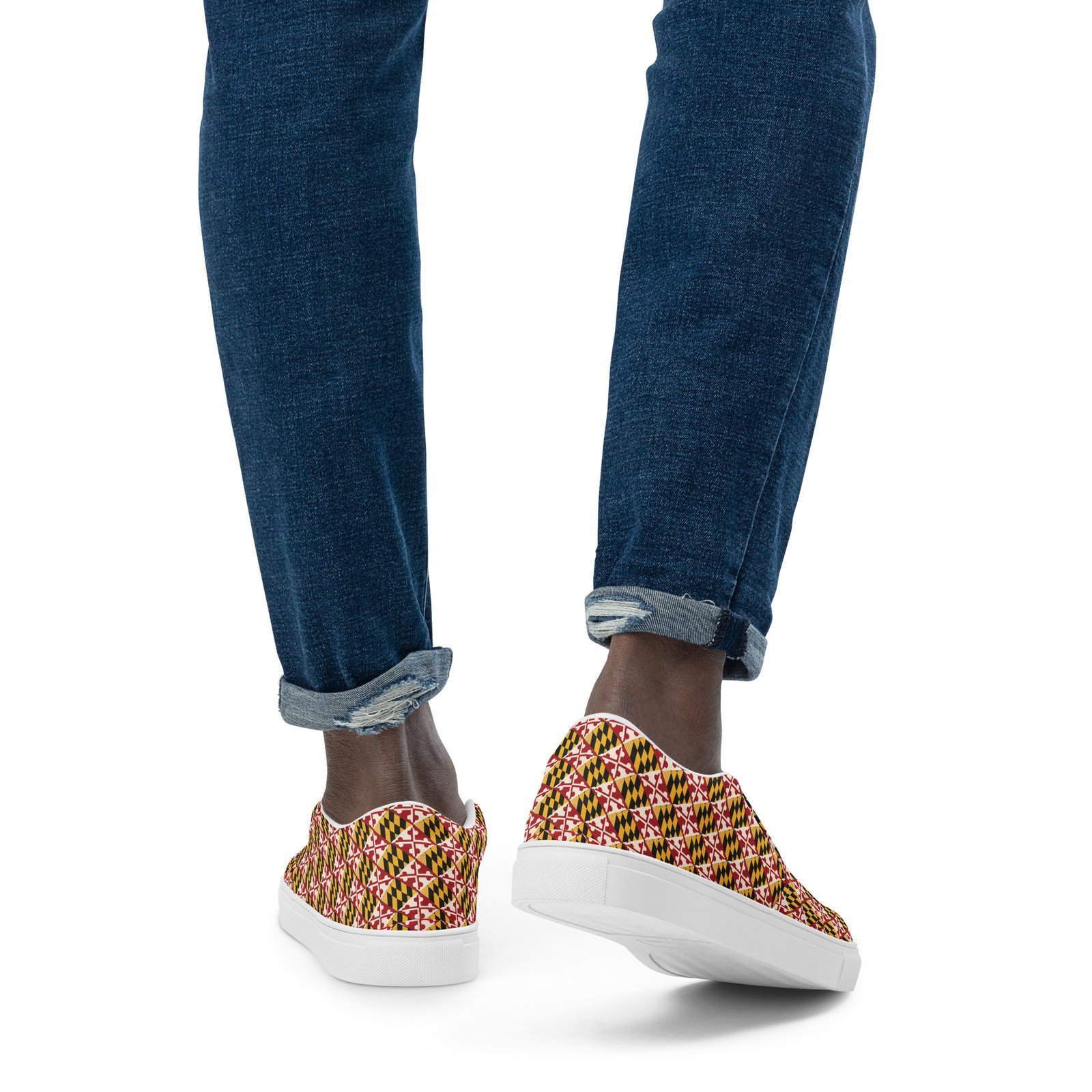 Maryland Flag Remix Men’s Slip-On Canvas Shoes - Image 2