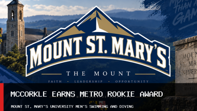 Mount St. Mary’s University Men’s Swimming and Diving’s Evan McCorkle Earns Metro Conference Rookie Award
