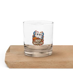 Maryland Halloween Boo From Maryland Ghost Crab Rocks Glass 10.5 oz, front artwork view