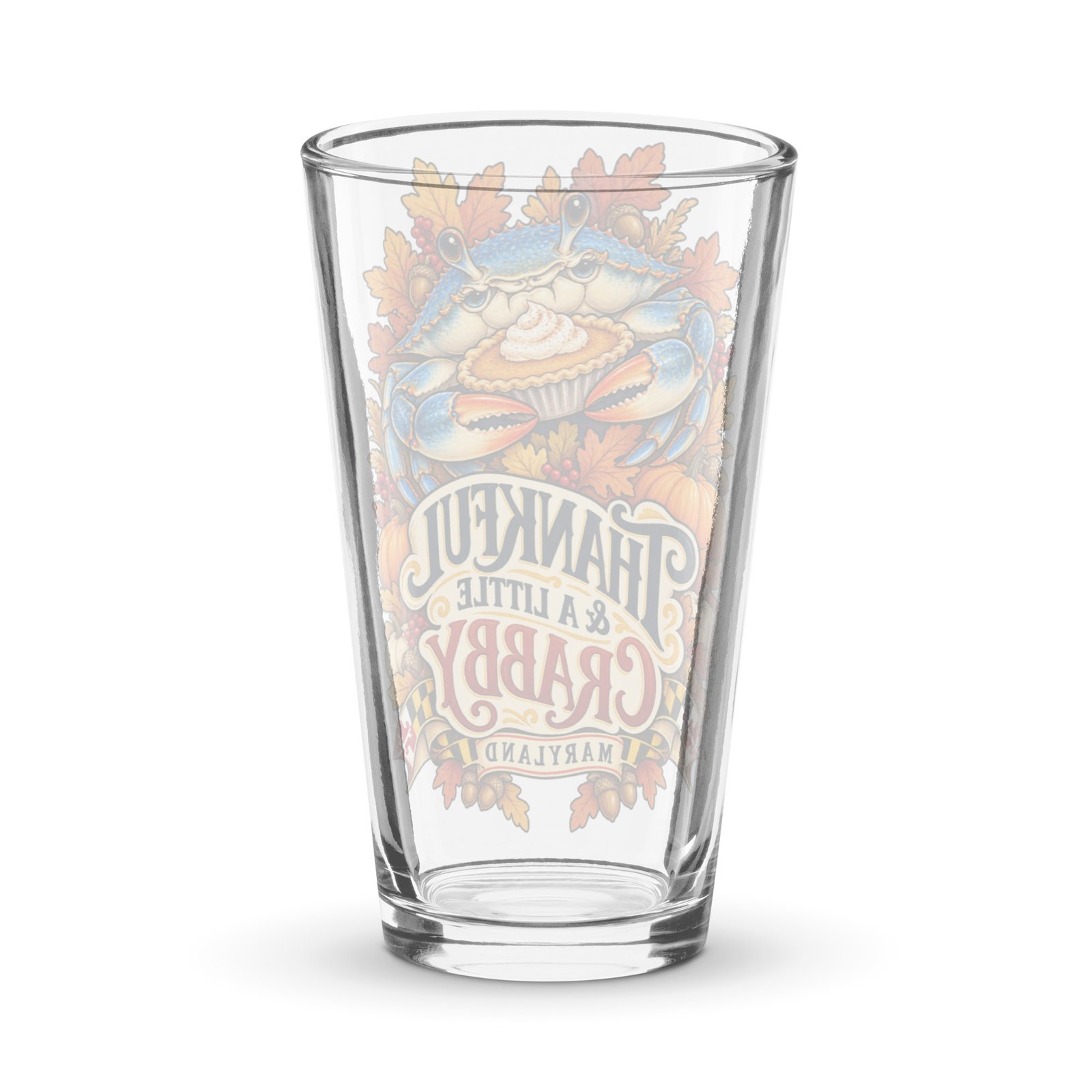 Maryland Thanksgiving Crab Shaker Pint Glass 16 oz - Image 2