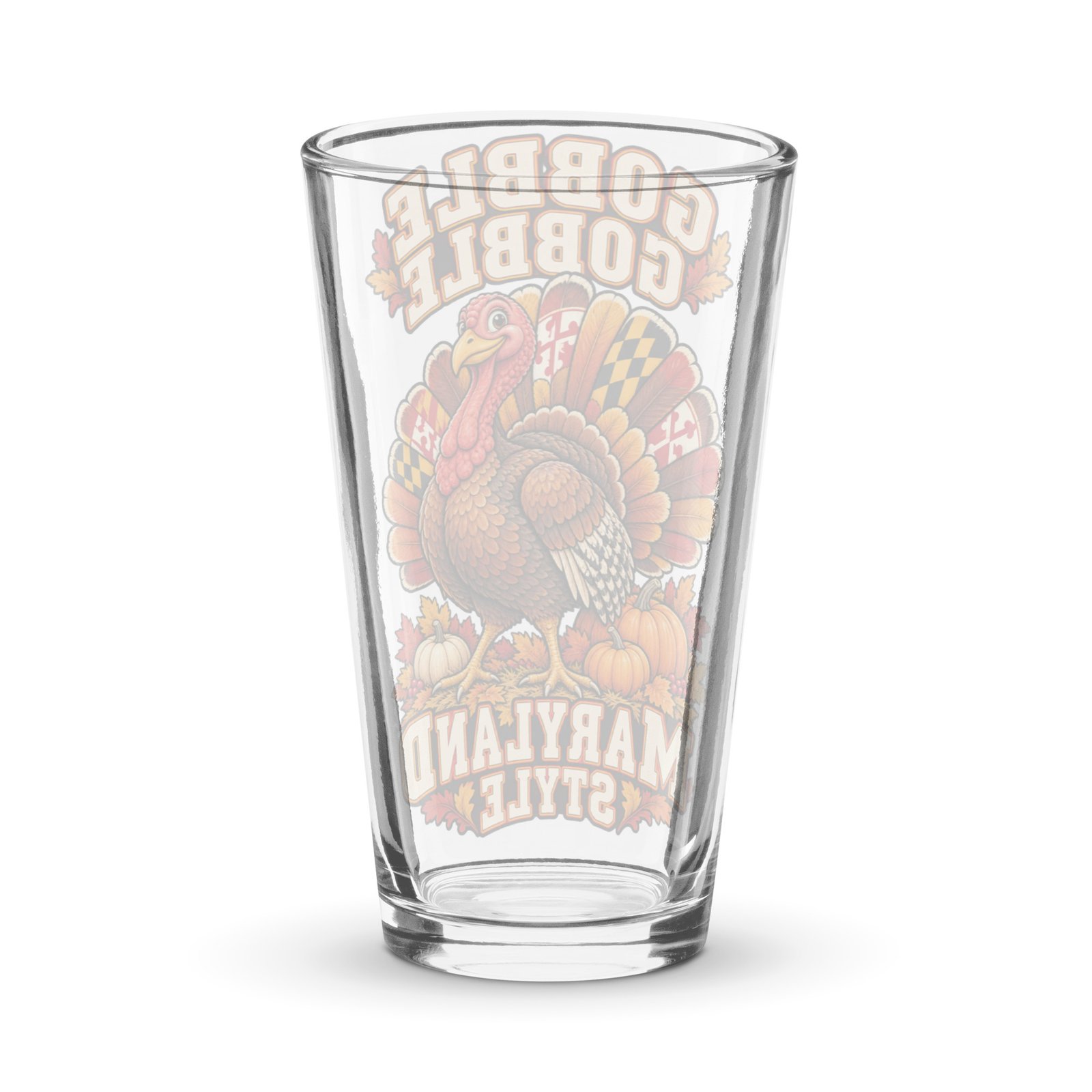 Maryland Thanksgiving Turkey Shaker Pint Glass 16 oz - Gobble Gobble - Image 2