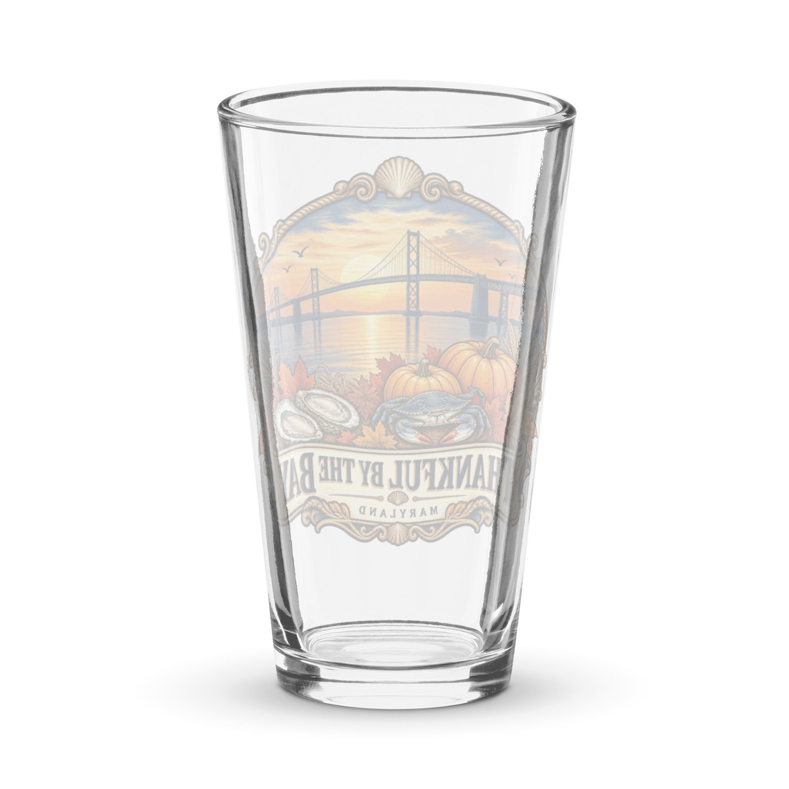 Maryland Thanksgiving Thankful by the Bay Shaker Pint Glass 16 oz - Image 2