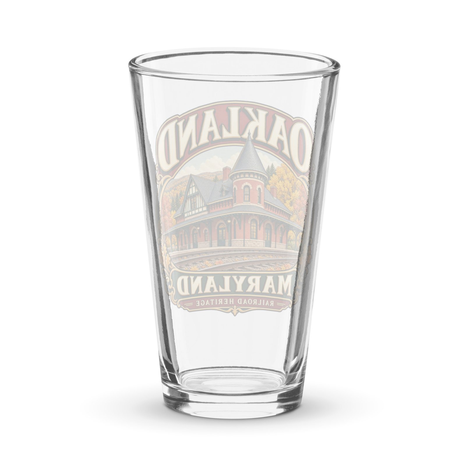 Oakland Maryland Railroad Heritage Beer Glass, 16 oz - Image 2
