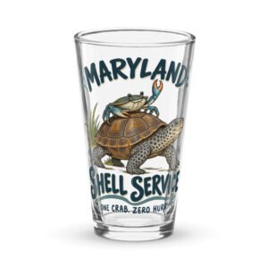 Maryland Shell Service Terrapin and Blue Crab Beer Glass, 16 oz