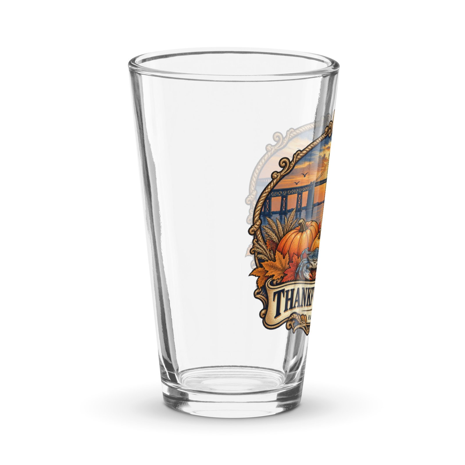 Maryland Thanksgiving Thankful by the Bay Shaker Pint Glass 16 oz - Image 3