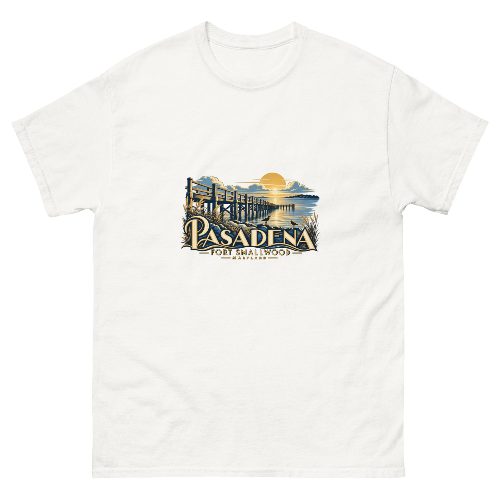 Pasadena Maryland Fort Smallwood Pier Unisex T-Shirt - Image 4