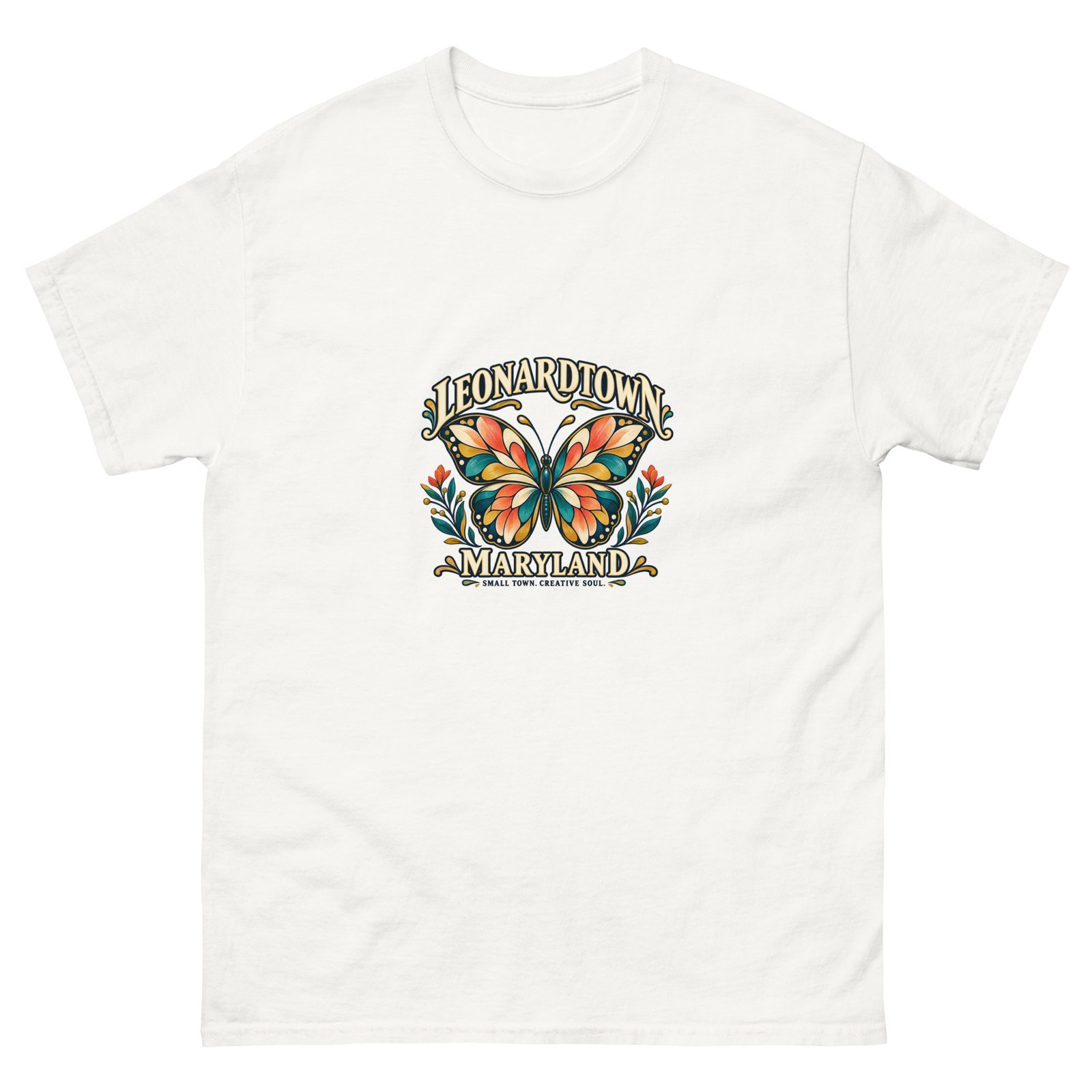 Leonardtown Maryland Arts and Butterflies T-Shirt - Image 2