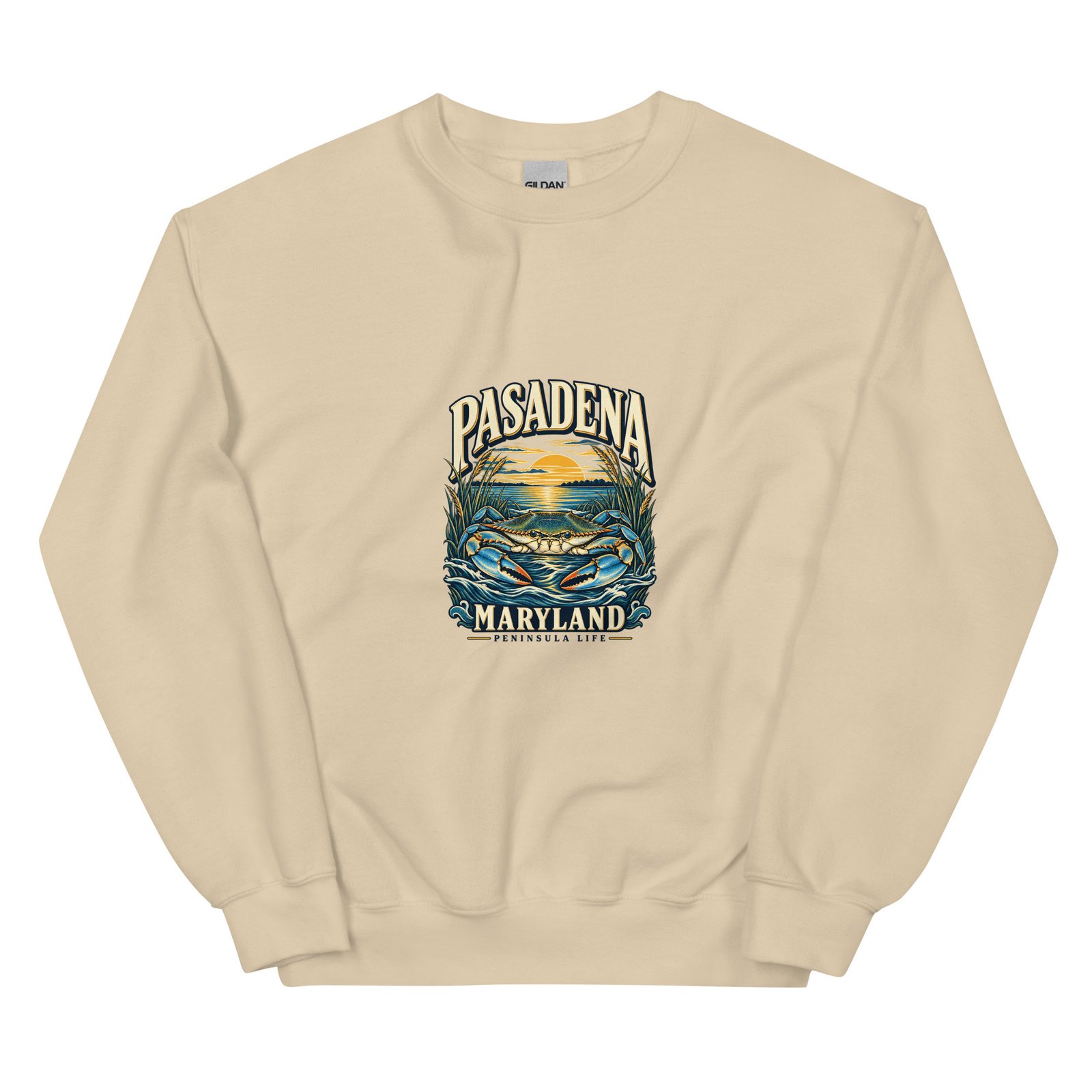 Pasadena Maryland Peninsula Life Blue Crab Unisex Crewneck Sweatshirt - Image 2
