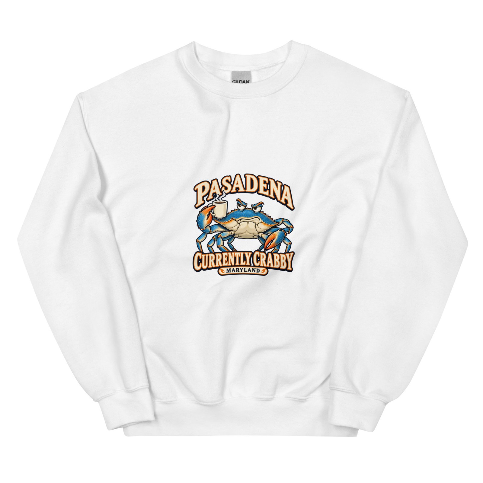New in the MSB Team Store: Pasadena Maryland Currently Crabby Crewneck Sweatshirt – Funny Blue Crab Gift