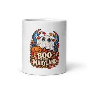 Maryland Halloween Boo From Maryland Ghost Crab Mug with original ghost crab artwork
