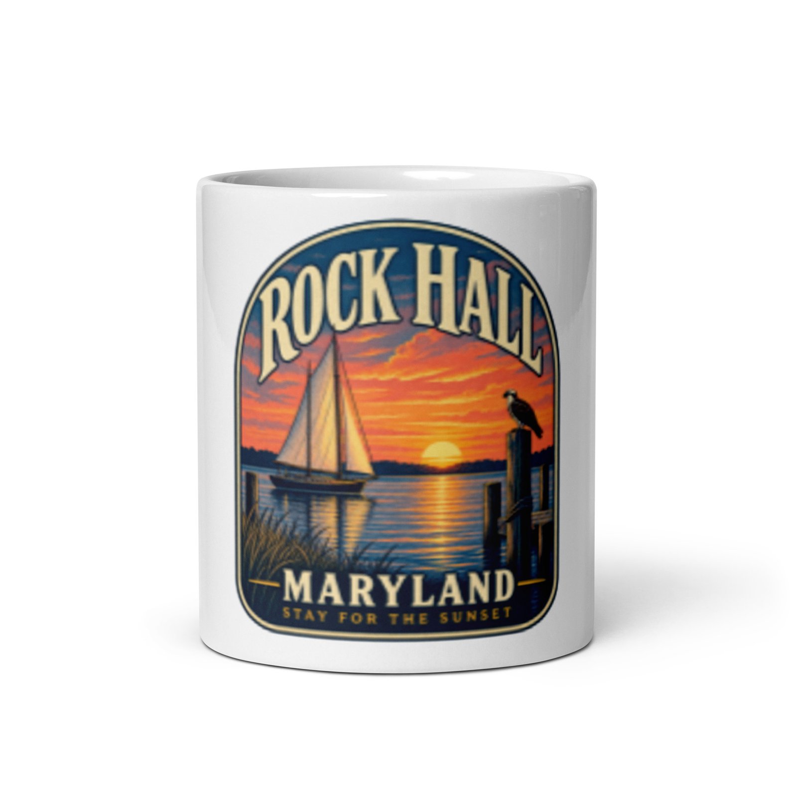Rock Hall Maryland Stay for the Sunset Sailboat Coffee Mug 11 oz - Image 5