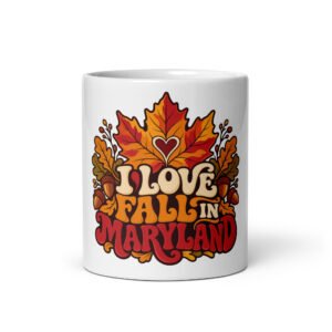 I Love Fall in Maryland Leaf Heart Coffee Mug, 11 oz